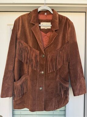 PIONEER Brown Suede Fringe Leather Jacket